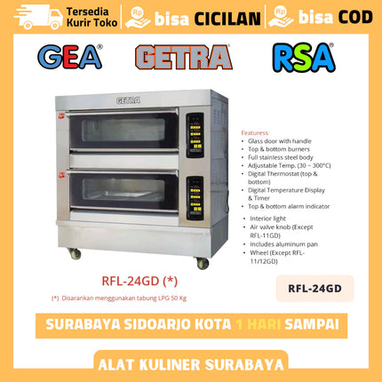 Oven Gas GETRA RFL-24GD Oven 2 Deck 4 Tray Pemanggang Kue Roti RFL 24GD Garansi Resmi