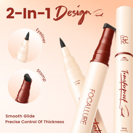 FOCALLURE 2-in-1 Eyeliner Stamp Waterproof Precise Line Winged Black