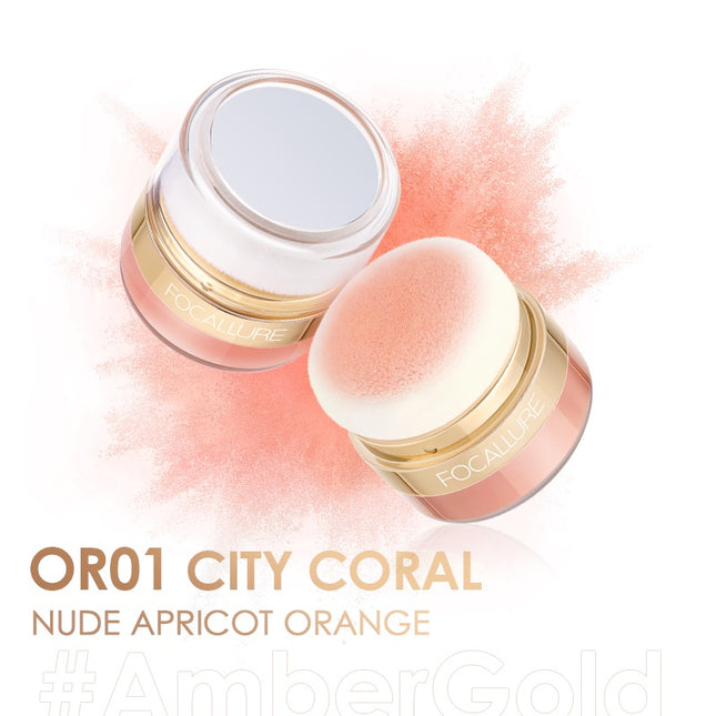FOCALLURE#AmberGold Blush Powder High Pigmented Multiple-use