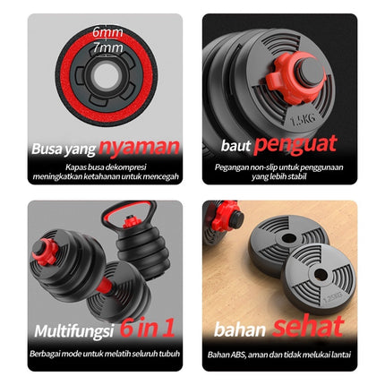 Dumbell Set PVC Peralatan Fitness Barbel Set 20 kg Dengan Perlindungan Lingkungan Gym Olahraga Rumah