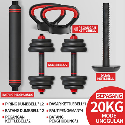 Dumbell Set PVC Peralatan Fitness Barbel Set 20 kg Dengan Perlindungan Lingkungan Gym Olahraga Rumah