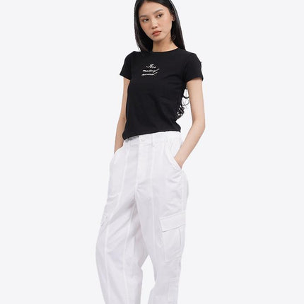 COLORBOX Graphic T-Shirt with Asymmetric Hem Black
