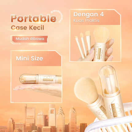 FOCALLURE #ModernUrban 4-In-1 Makeup Brush Set 4pcs Portable Telescopic Traveling Makeup Brush Kit