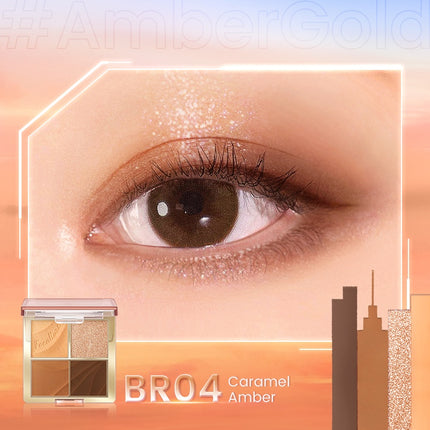 FOCALLURE Multi-Use Shimmer Eyeshadow Palette Powder #AmberGold
