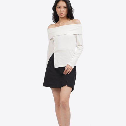 COLORBOX Off Shoulder Long Sleeve Top Off White