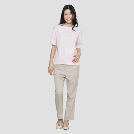 Suko Oversized Crop Kerah Bulat Kaos Lengan Pendek Wanita 121170144
