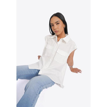 COLORBOX Oversized Sleeveless Shirt Off White