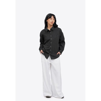 COLORBOX Pinstripes Long Sleeve Shirt Black