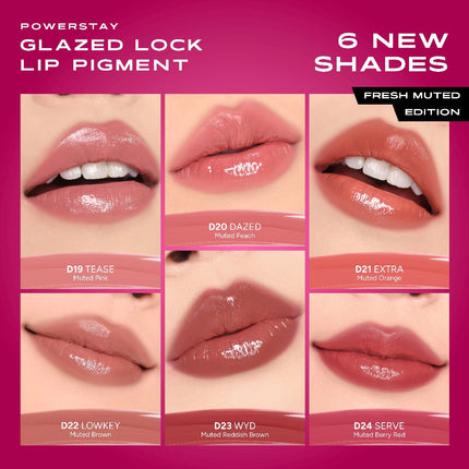 MAKE OVER Powerstay Glazed Lock Lip Pigment - NIKI Glazed Plump Gloss Next Level Lip Cream Transferproof Pigmented Tahan Lama 24 Jam Ringan Tidak Lengket di Bibir Lipstick Lipcream long lasting time less stain with euphoria