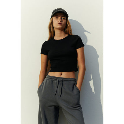H&M Wanita Ribbed cropped top