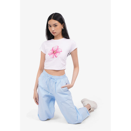 COLORBOX Roll Up Side Ruched T-Shirt Off White