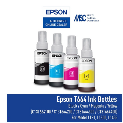 EPSON Tinta Cartidge T664 644 Original New Ink L100 L110 L120 L121 L200 L210 L220 L300 L310 L350 L360 L365 L380 L385 L1300