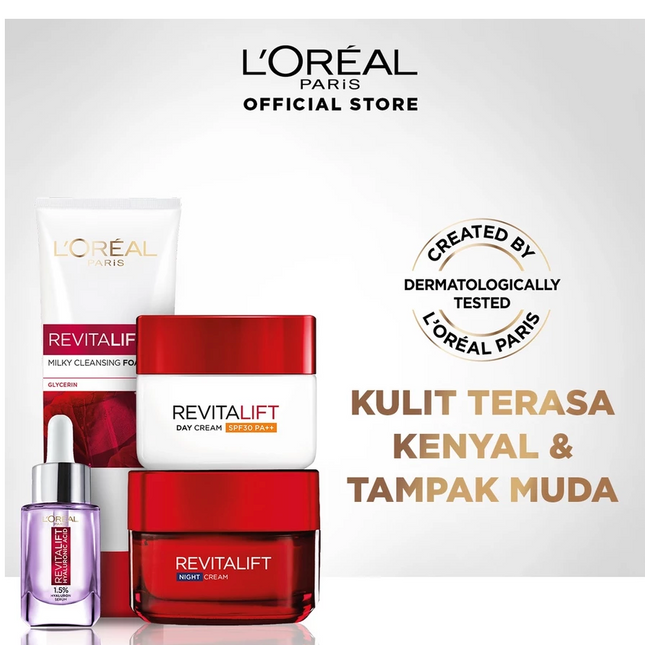 L'Oreal Paris Youthful Radiant Set – Facial Foam, Day & Night Cream and Serum Glowing