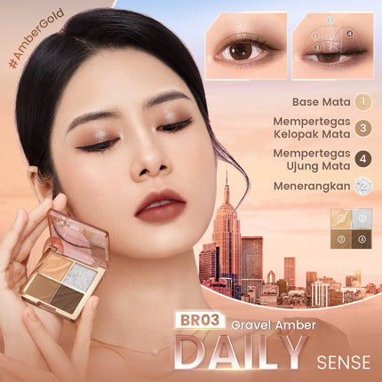 FOCALLURE Shimmer Eyeshadow Palette 4 Shades High Pigment #AmberGold