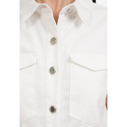 COLORBOX Short Sleeve Denim Mini Dress Off White