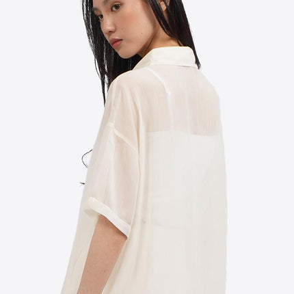 COLORBOX Short Sleeve See Through Blouse Ecru