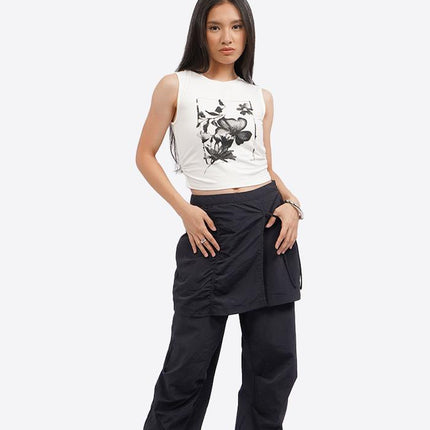 COLORBOX Sleeveless Crop Top with Side Ruched Off White