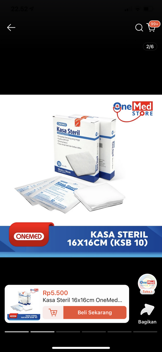 ￼Kasa Steril 16x16cm OneMed box isi 10pouch X100