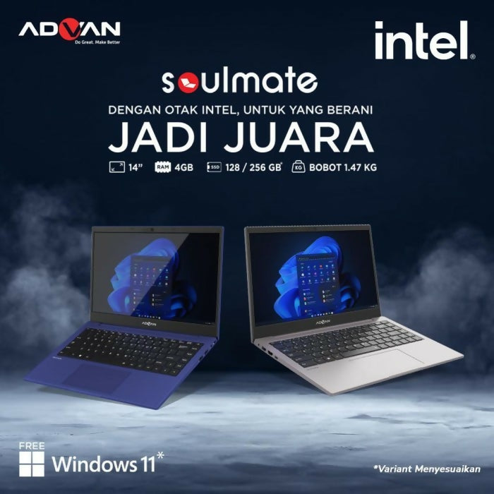 LAPTOP ADVAN SOULMATE PLUS | N4020 4/384 INTEGRATED 14" W11 - GREY, 128+256