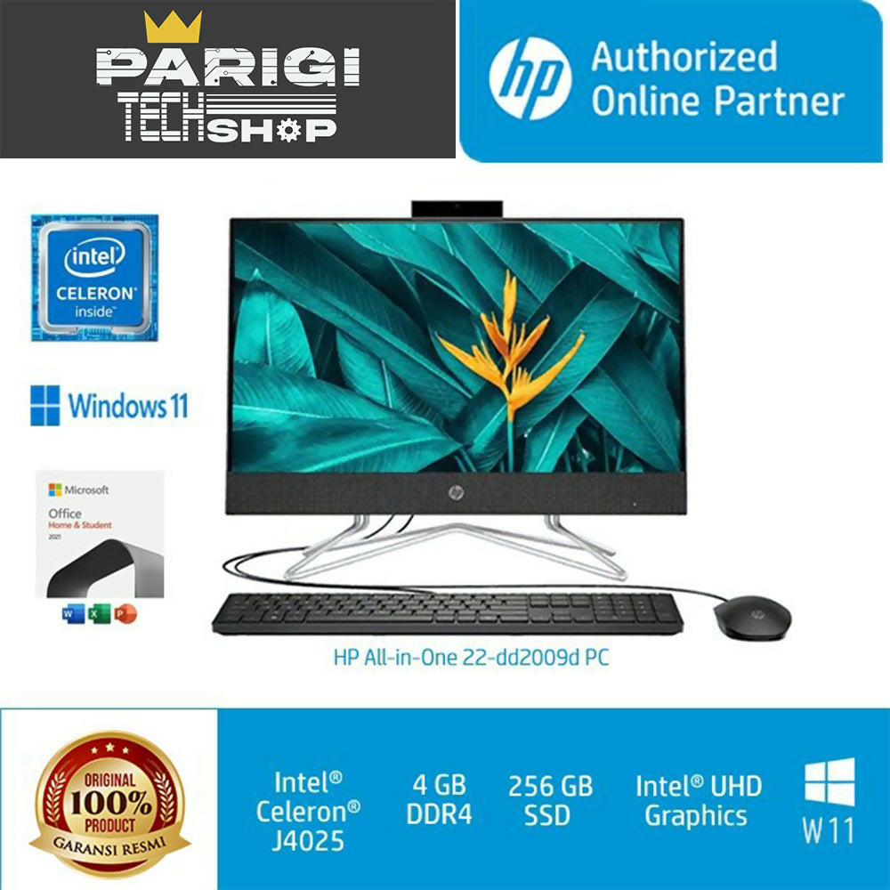 PC AIO HP 22-DD2009D | Celeron J4025 4GB 256GB SSD 21.5 FHD WIN11 OHS | Black Color